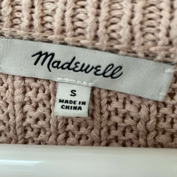 Madewell, size small, all cotton sweater with decorative sleeves, pink color - Picture 4 of 5
